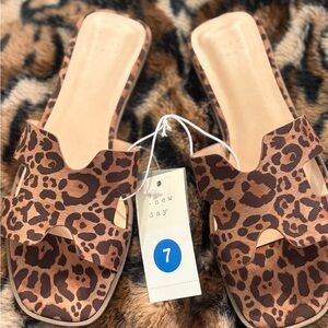A New Day Women's Brown Leopard Sandals